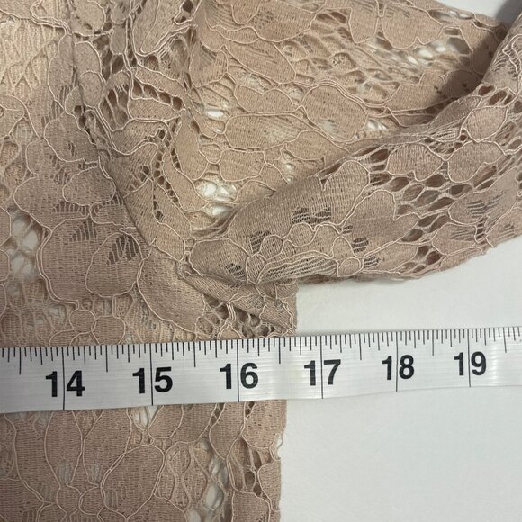 ZARA Lace Sheer Top XS Beige Black Floral High Neck Victorian Romantic Boho Lacy - Picture 11 of 15
